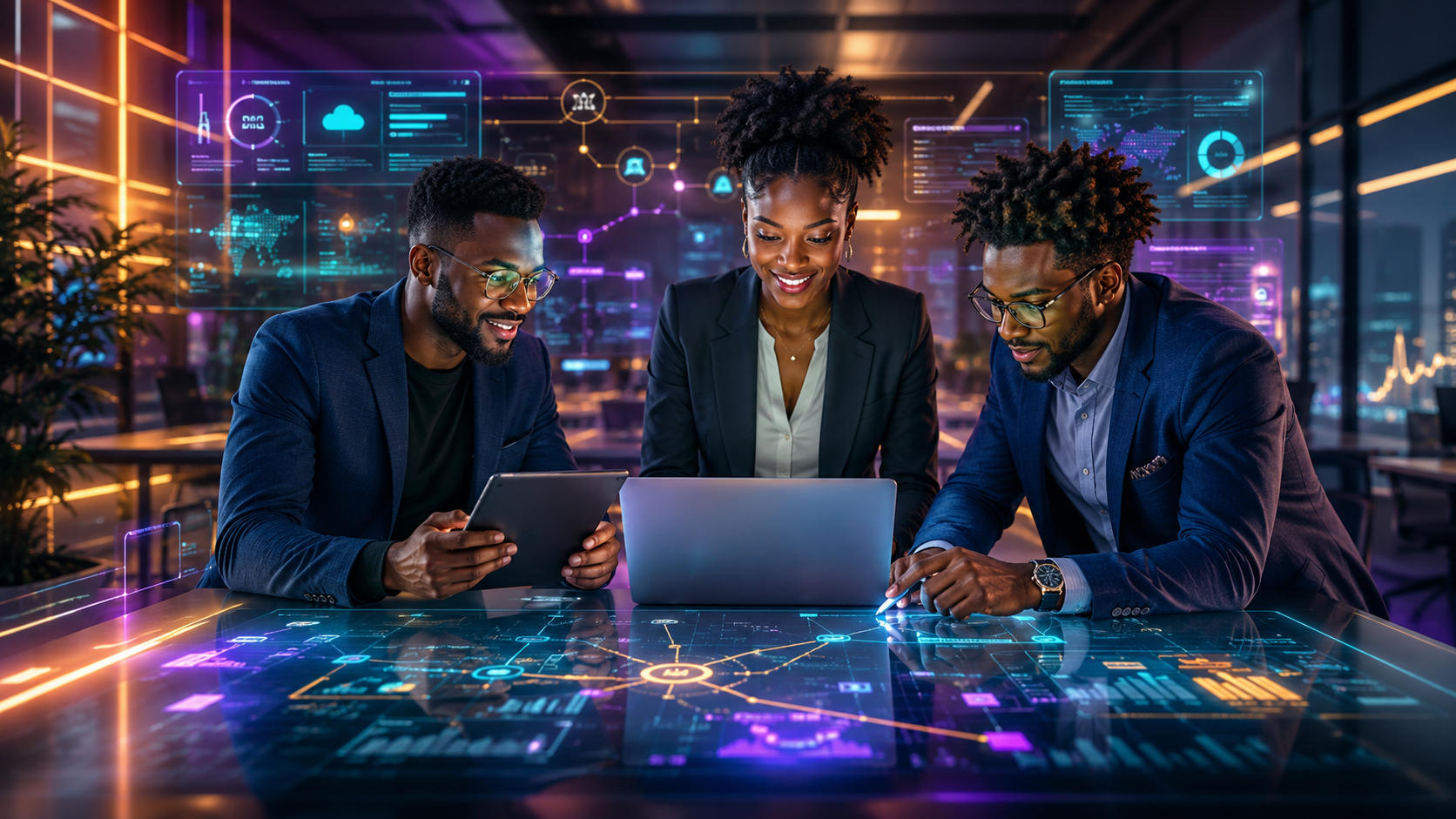 Equipa a trabalhar em soluções digitais